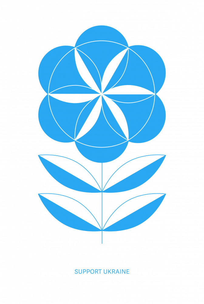 Support Ukraine Blue Flower by Tetiana Kava Illustration — canvas wall art