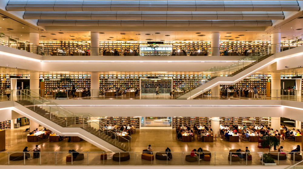 Multilevel Library Study by Charles Cho — canvas wall art