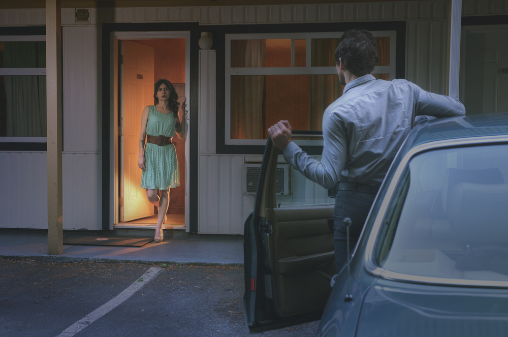 Motel Night Meeting by Fang Tong — canvas wall art
