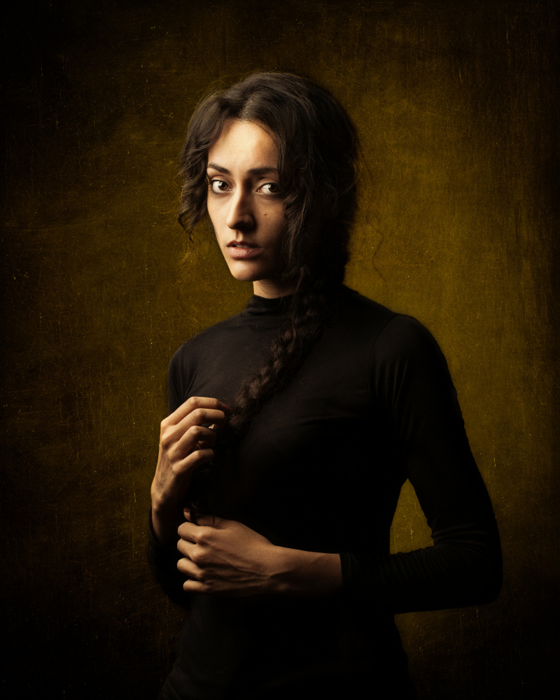 Elegant Pensive Woman by Mehdi Mokhtari — canvas wall art