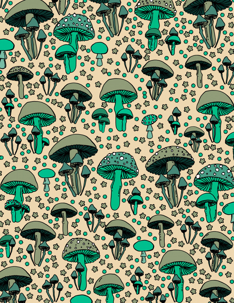 Whimsical Mushroom Pattern by Nicholas — canvas wall art