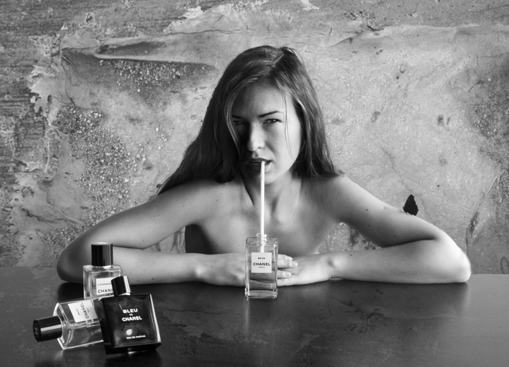Sipping Fragrance Portrait by Silvija Danelsone — canvas wall art