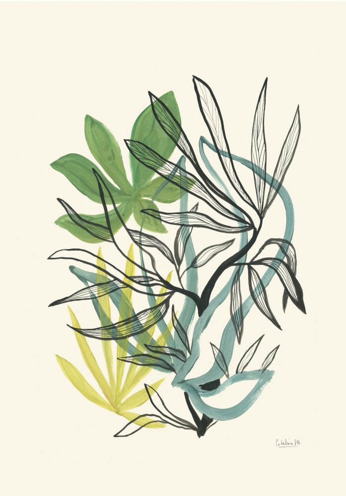 Flowing Botanical Greens by Catalina Somolinos — canvas wall art