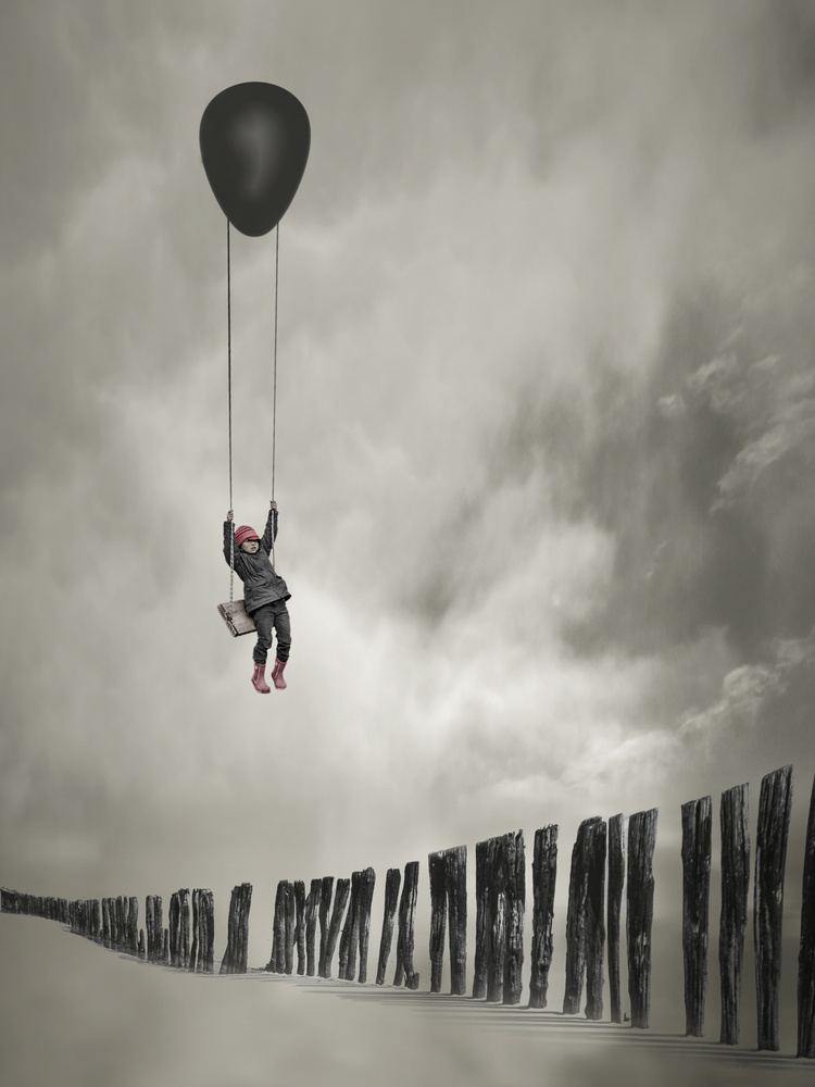 Child's Balloon Swing by David Senechal Photographie (polydactyle) — canvas wall art