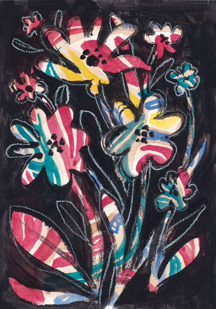 Colorful Striped Flowers by Catalina Somolinos — canvas wall art