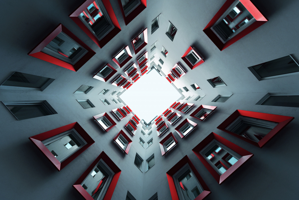 Red Window Perspective by Jorge Pimenta — canvas wall art