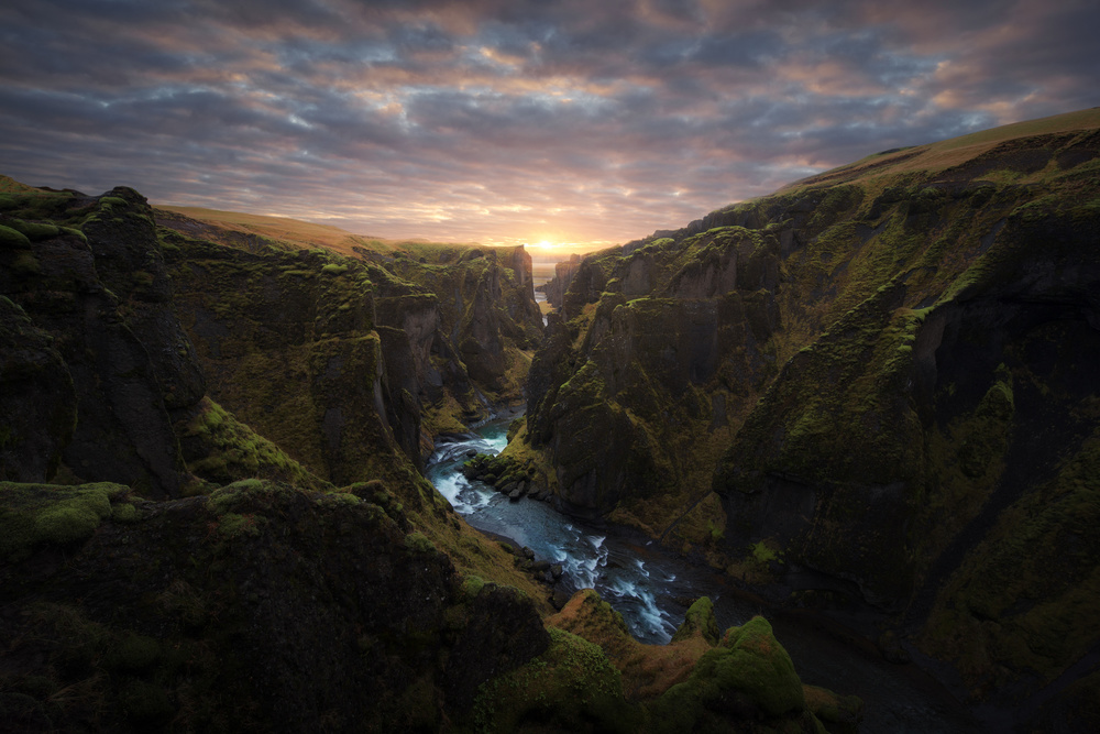 Golden Hour River Canyon by Clara Gamito — canvas wall art