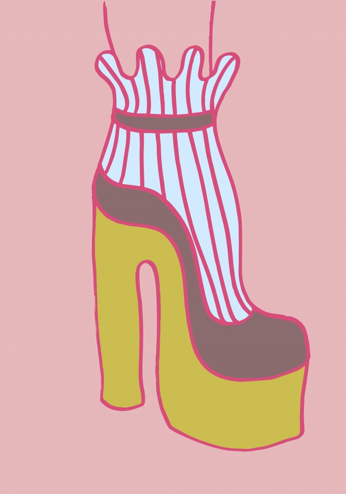 Playful Platform High Heel by Old Artists Studio — canvas wall art