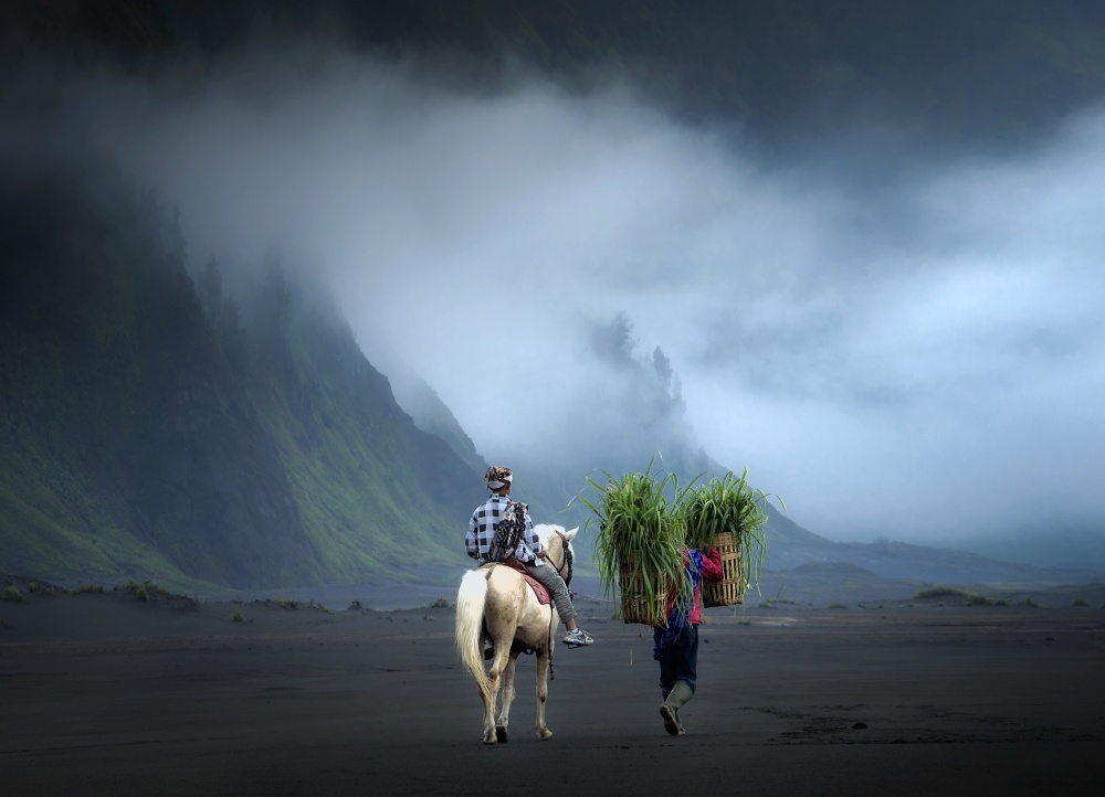 Misty Mountain Journey by dodyherawan — canvas wall art