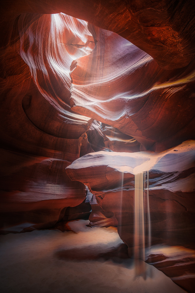 Slot Canyon Light Beams by Clara Gamito — canvas wall art