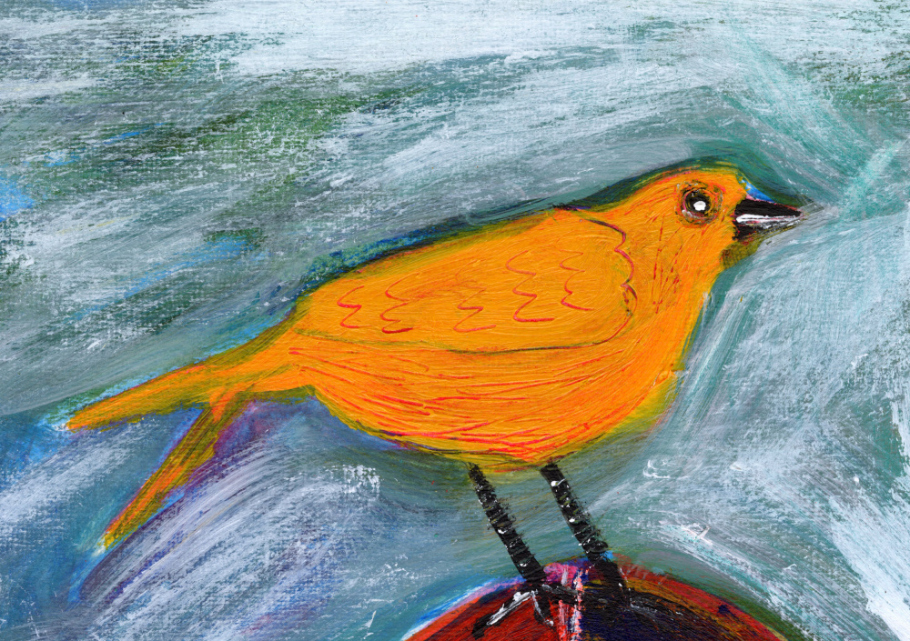 Vibrant Orange Bird by Sharyn Bursic — canvas wall art