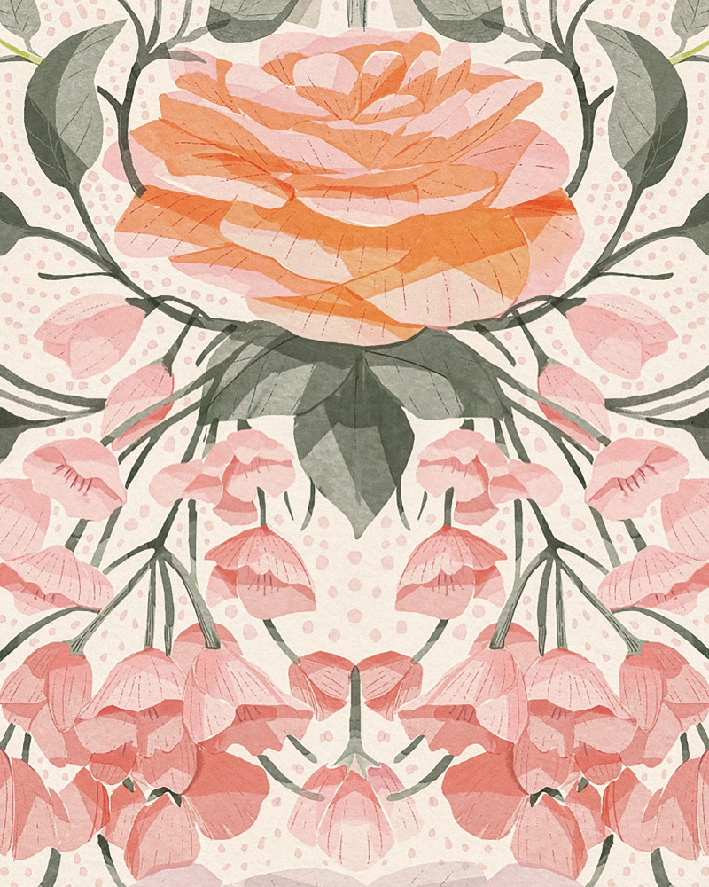 Cascading Pink Roses by Katie O'Shea — canvas wall art