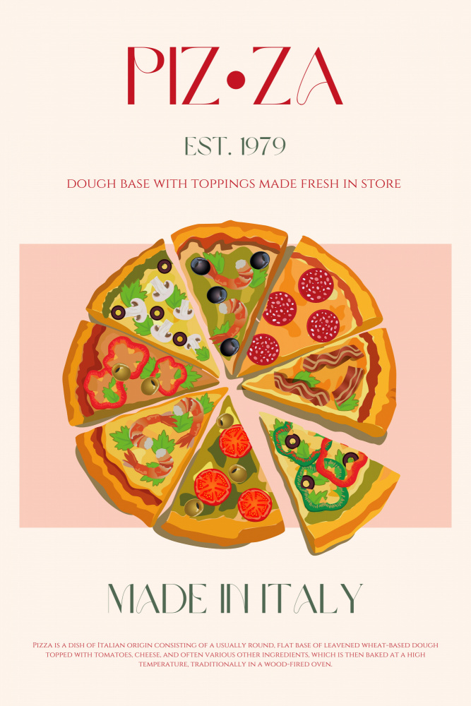 Fresh Italian Pizza by Nazma Khokhar — canvas wall art