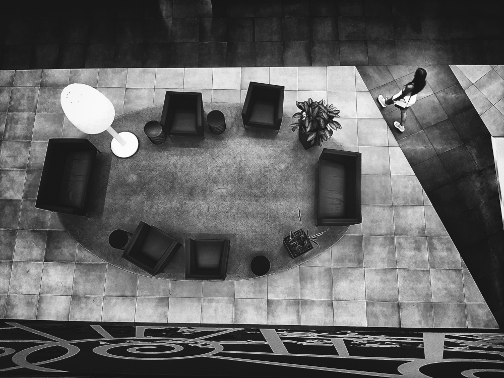 Solitary Figure Modern Lounge by Antonio Grambone — canvas wall art