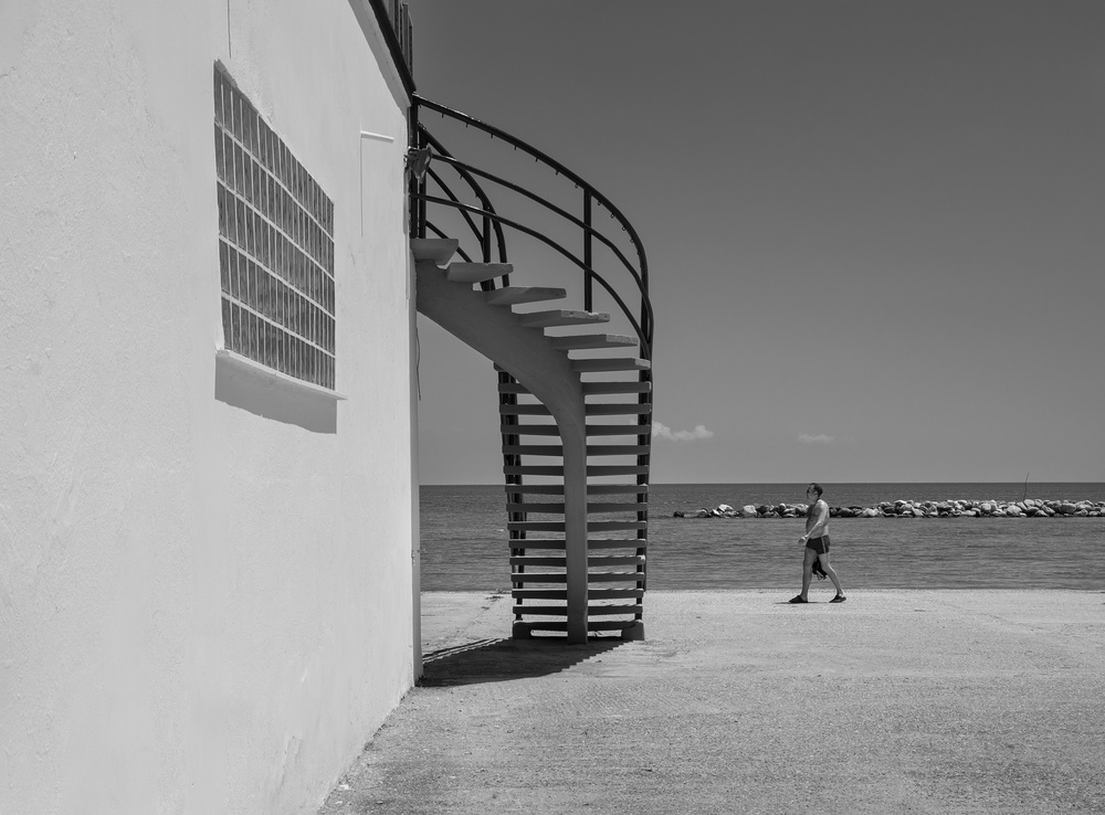 Monochrome Coastal Walk by Petar Boskovski — canvas wall art