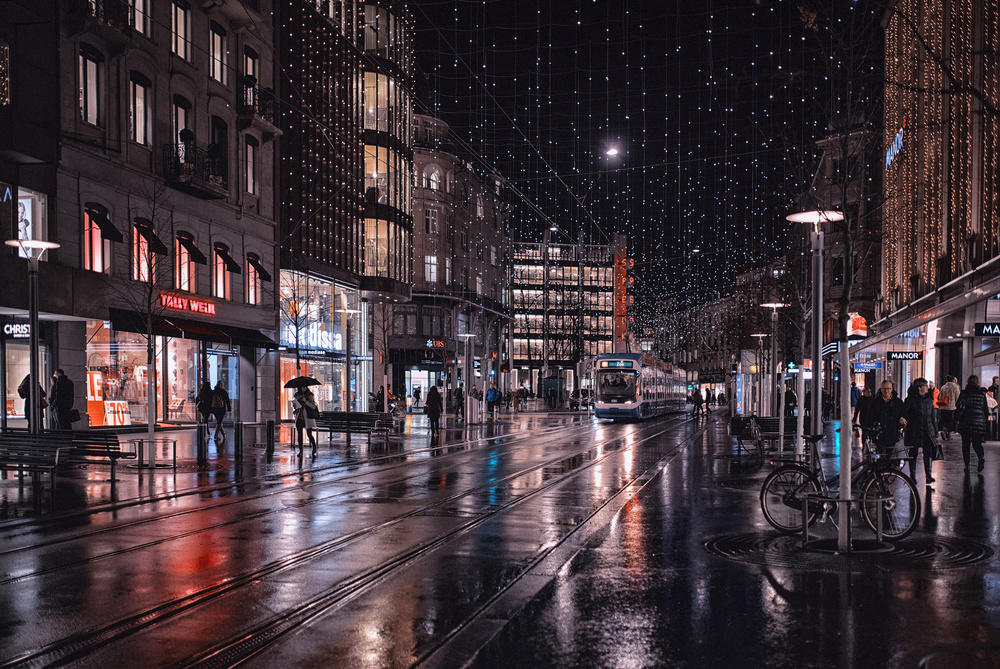 Rainy City Night by C.S. Tjandra — canvas wall art