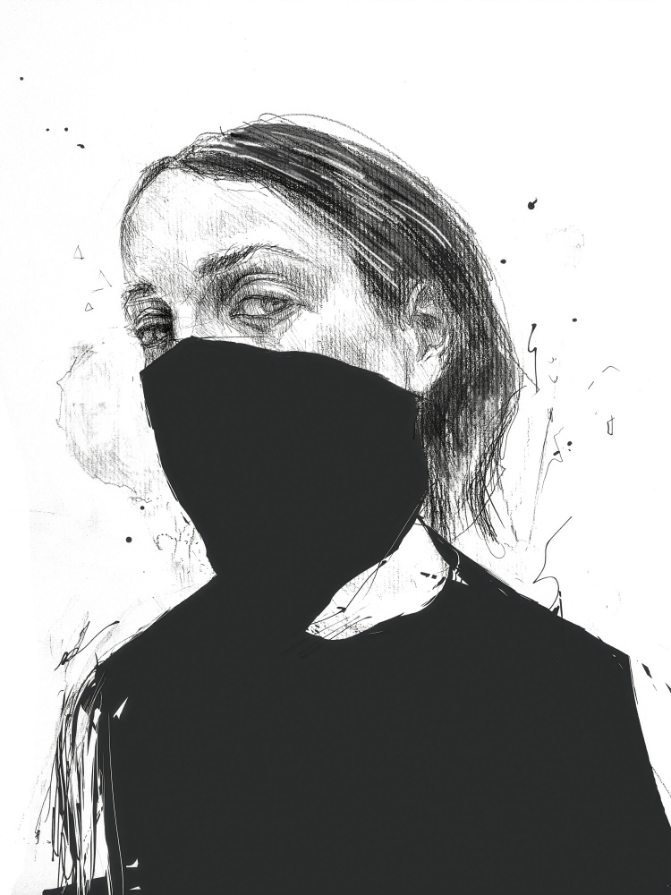 Masked Woman Gaze by Balazs Solti — canvas wall art