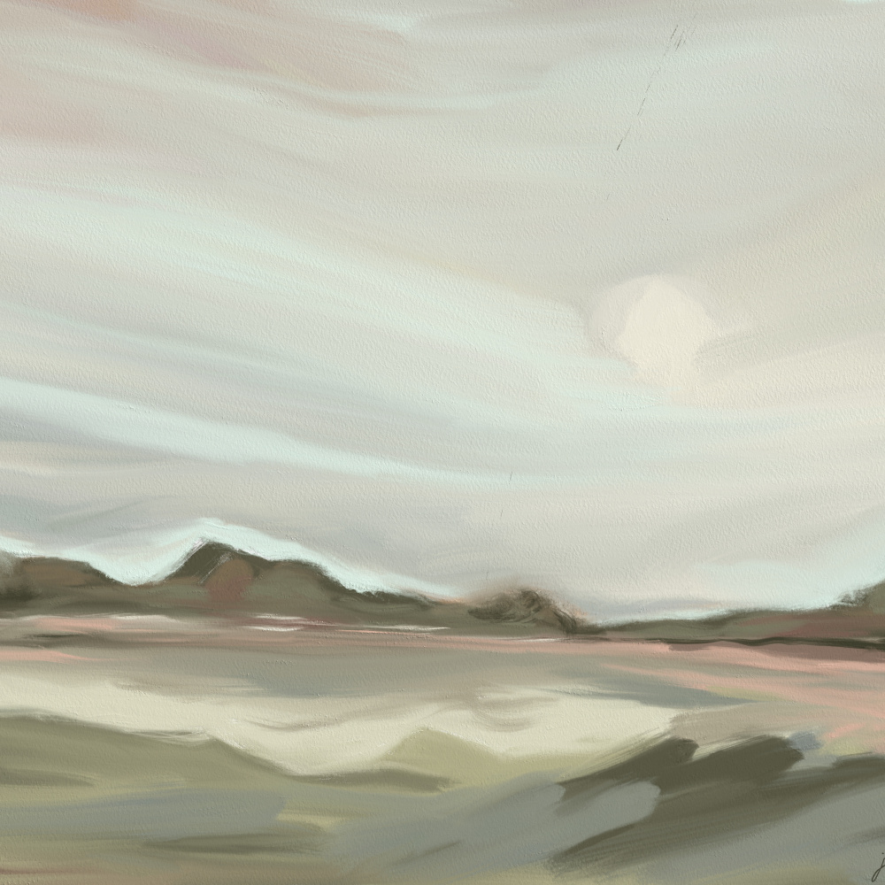 Muted Mountain Lake by Jenna Alheit — canvas wall art