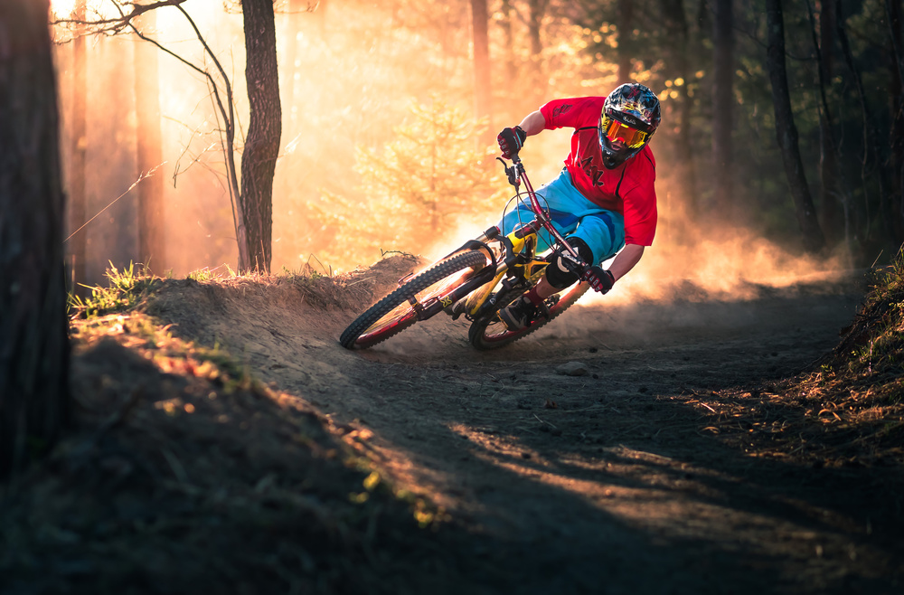 Golden Hour Mountain Biker by Sandi Bertoncelj — canvas wall art