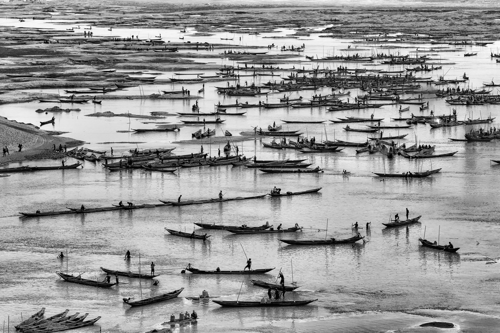 River Market Boats by Azim Khan Ronnie — canvas wall art