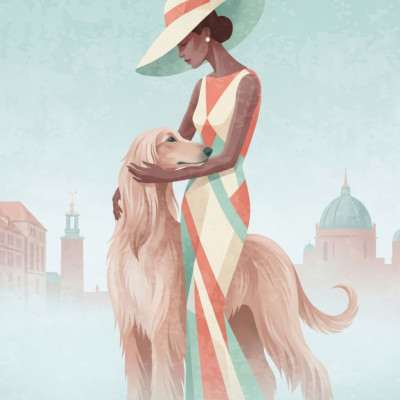 Elegant Woman Afghan Hound