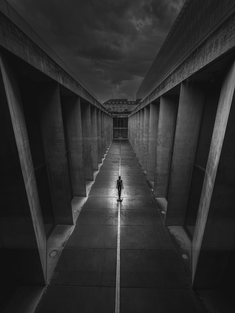 Lone Figure Concrete Path by Dmitrii Rabeev — canvas wall art