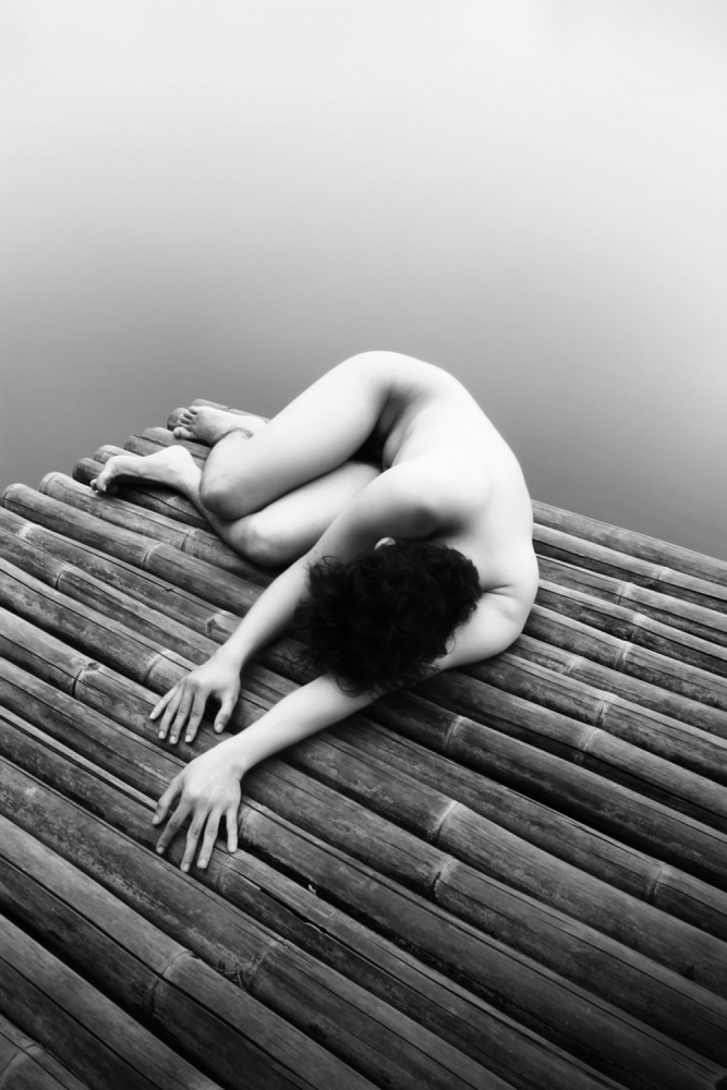 Curled on Bamboo Raft by bonifasius wahyu adi f — canvas wall art