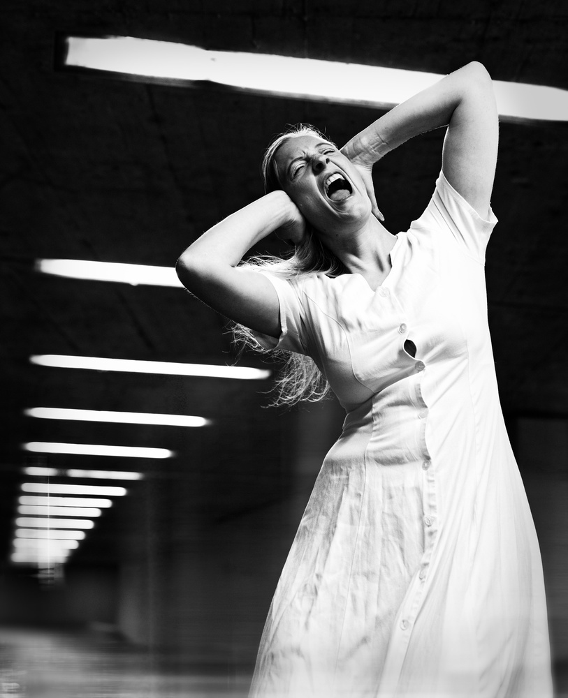 Screaming Woman Tunnel by Jürgen Hartlieb — canvas wall art