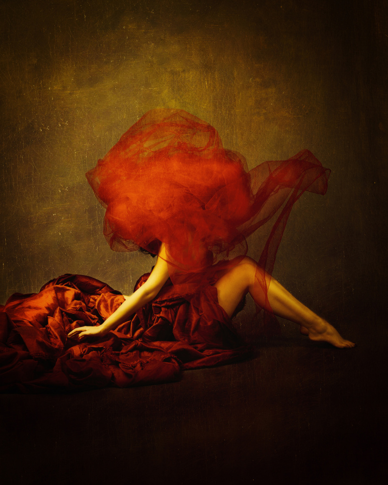 Flowing Red Elegance by Mehdi Mokhtari — canvas wall art