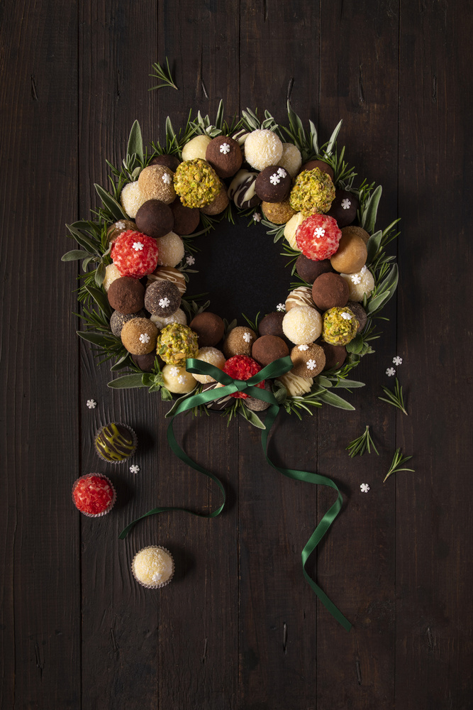 Festive Truffle Wreath by Diana Popescu — canvas wall art