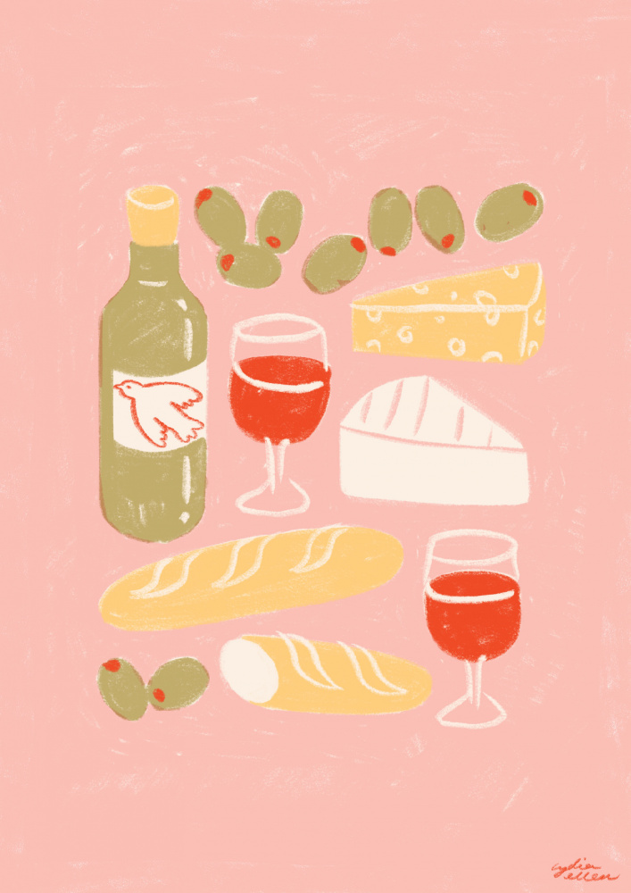 Red Wine Picnic Wall Art by Lydia Greaves — canvas wall art