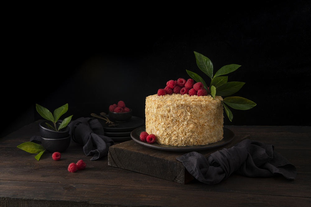 Raspberry Layer Cake by Diana Popescu — canvas wall art