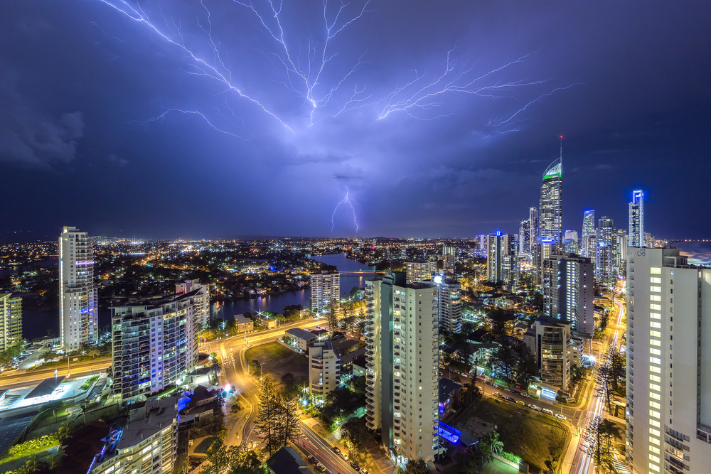 Gold Coast Lightning Storm by Renee Doyle — canvas wall art