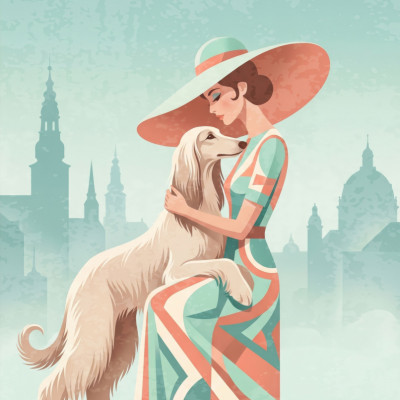 Elegant Woman Afghan Hound