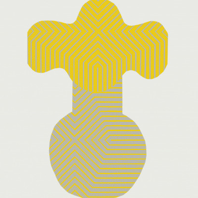 Yellow Grey Op Art Vase