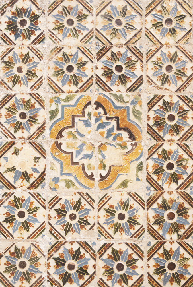 Vintage Floral Tile Pattern by Christa Stroo — canvas wall art