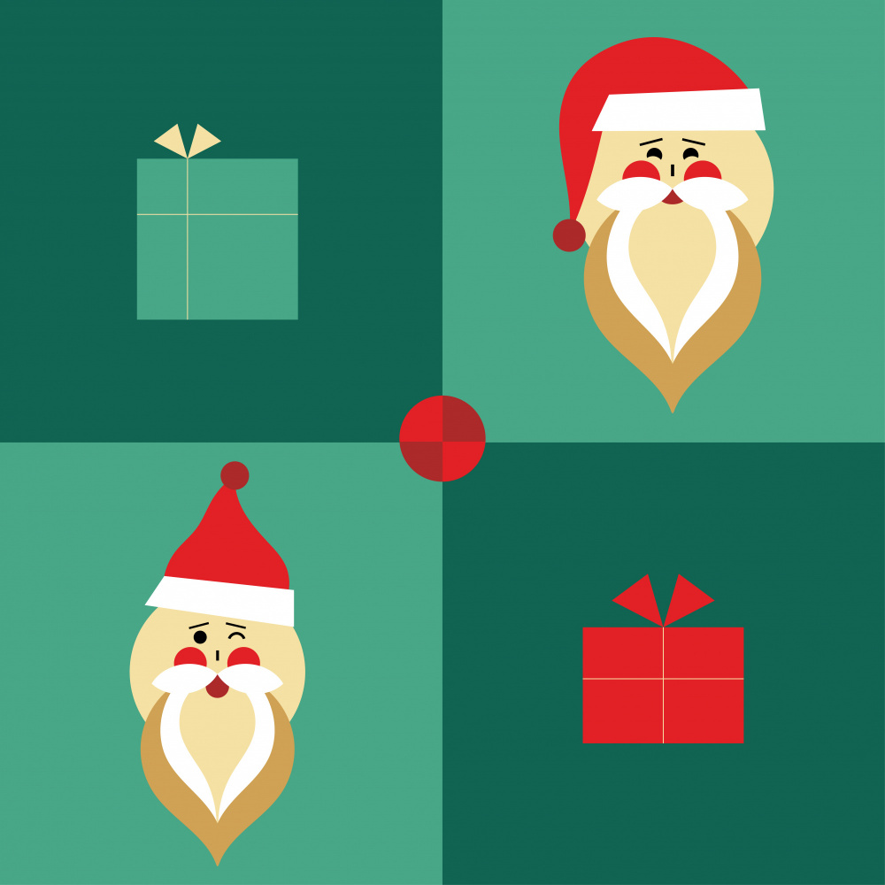 Santa and Christmas Gifts by Irene Demetri — canvas wall art