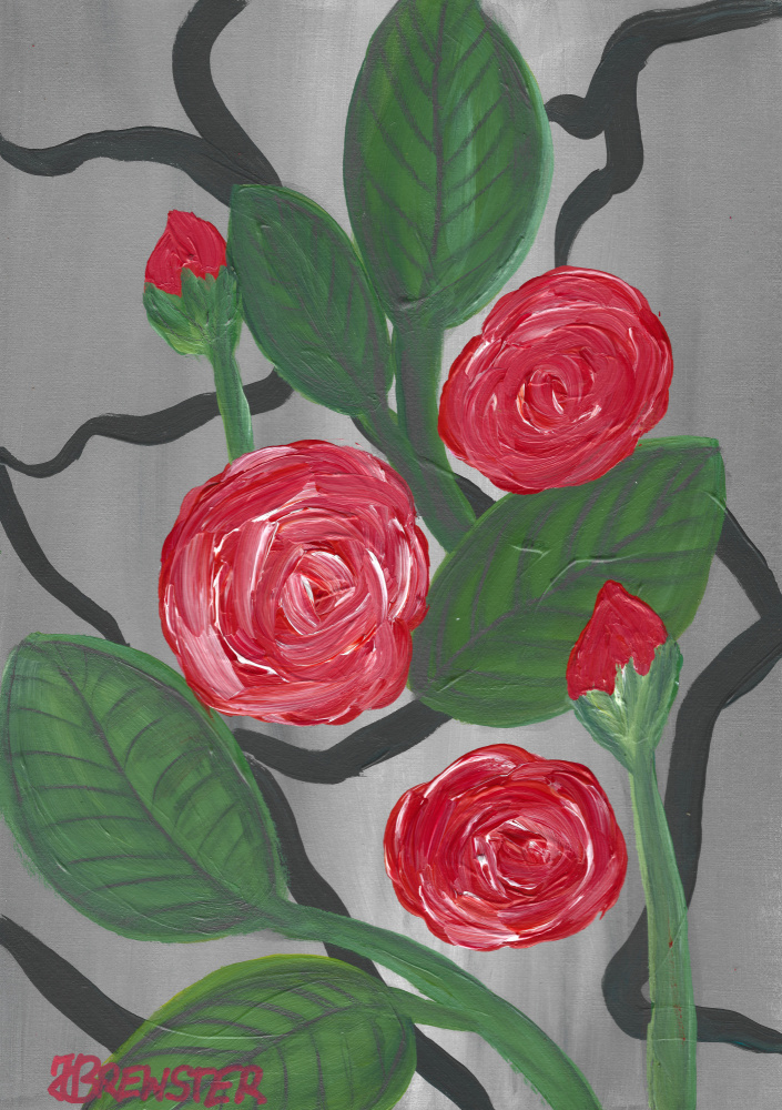 Vibrant Red Roses by Janine Brewster — canvas wall art