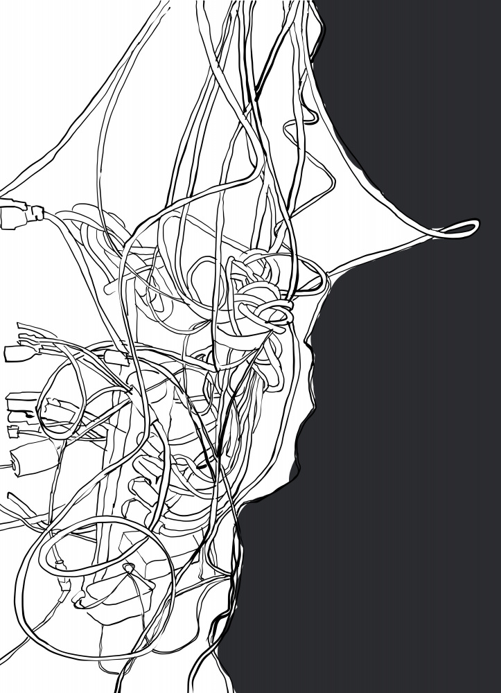 Tangled Digital Connections by XHOZUCAN — canvas wall art