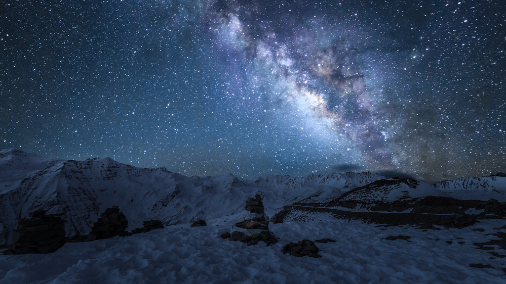 Milky Way Mountain Night by Zhibo Chen — canvas wall art