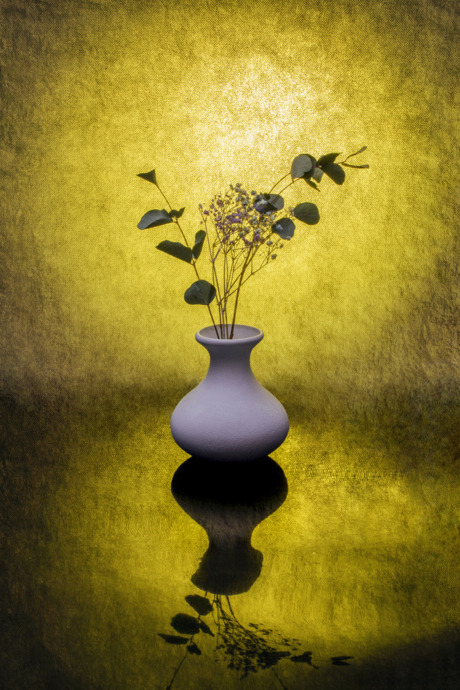 Golden Floral Reflection by Brig Barkow — canvas wall art