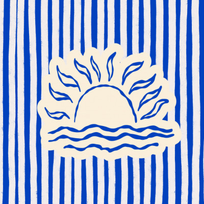 Blue Striped Ocean Sun