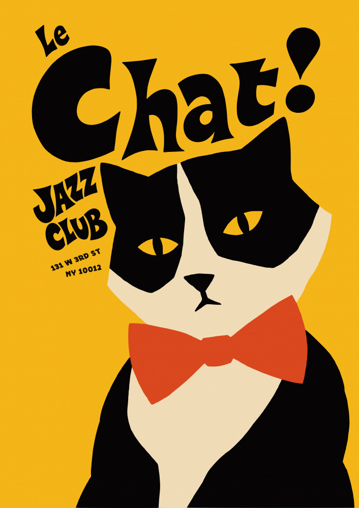 Retro Jazz Club Cat by Patryk Krygowski — canvas wall art