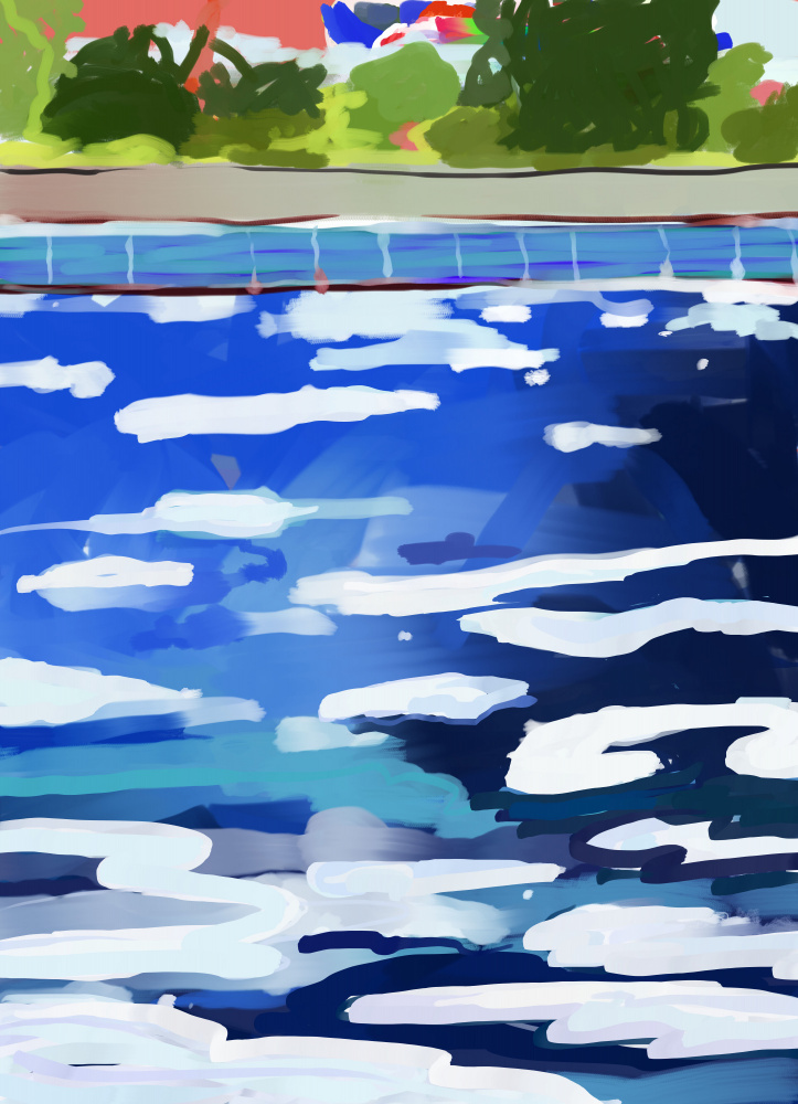 Vibrant Pool Reflections by XHOZUCAN — canvas wall art