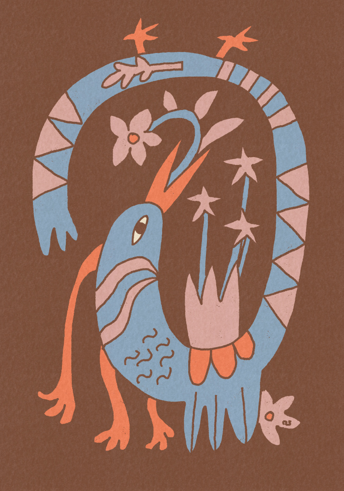 Whimsical Folk Bird by Raipa Studio — canvas wall art