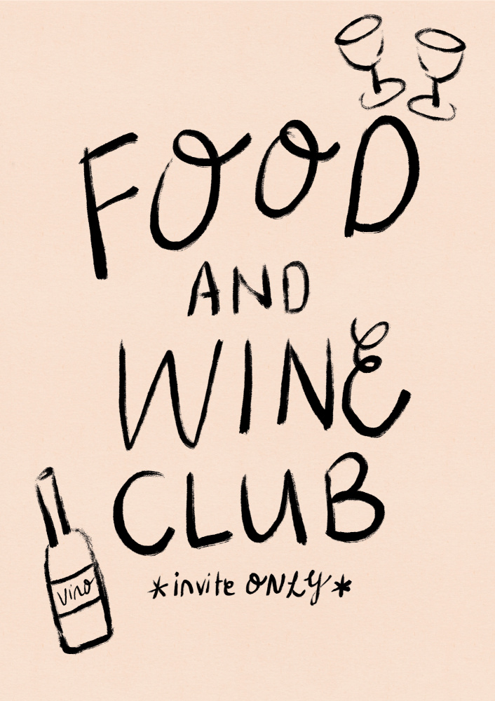 Food Wine Club Invite by Dirkie Nell — canvas wall art