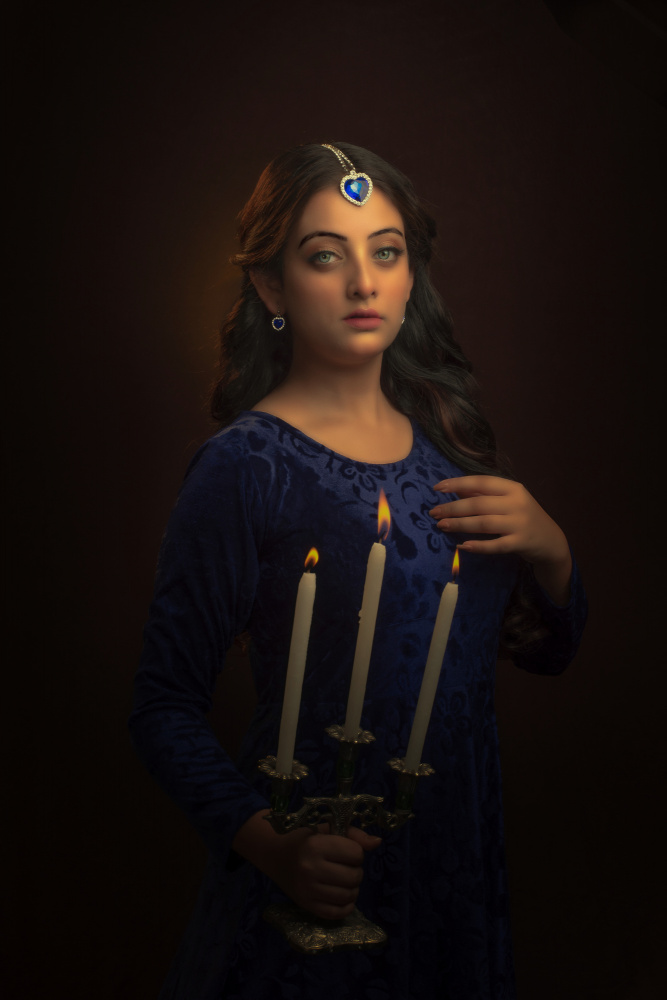 Mysterious Woman Candlelight by DEBASISH CHATTOPADHYAY — canvas wall art