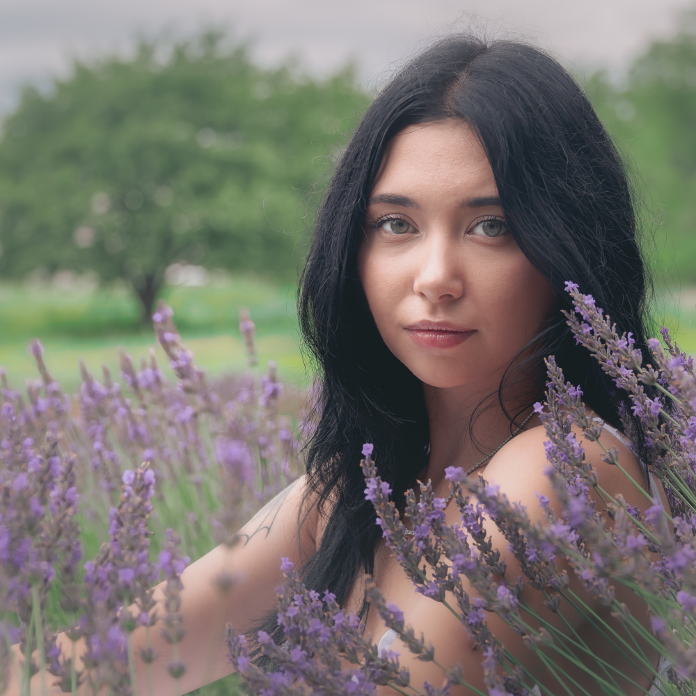 Serene Woman in Lavender by Dariusz Budyta — canvas wall art
