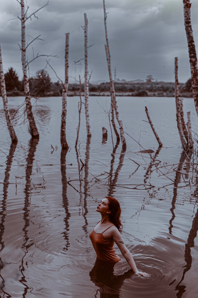 Woman In Moody Water by Barbora Biňovcová — canvas wall art