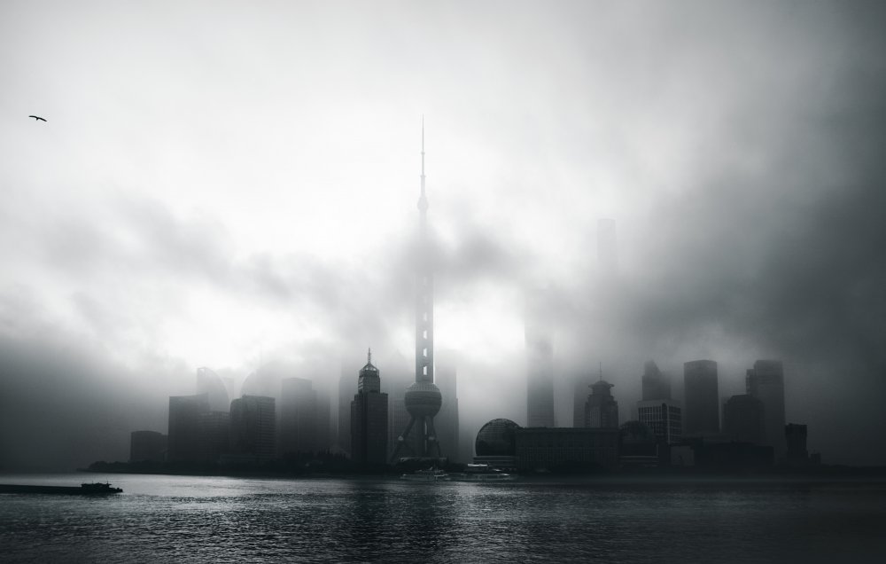 Shanghai Foggy Skyline by Fabrizio Massetti — canvas wall art